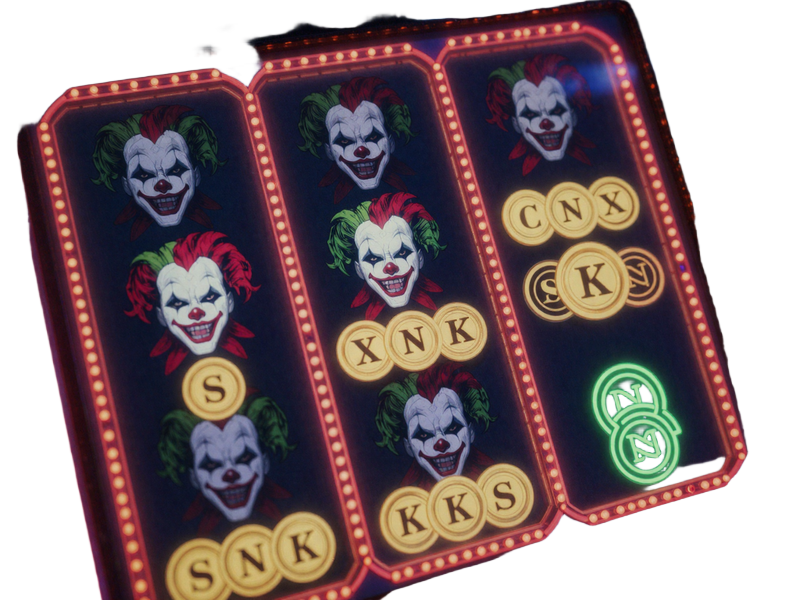 Clown Coins Slot mit Neon-Joker-Symbolen und zirkus-theatralischem Design - exklusiver Jokery Casino Slot